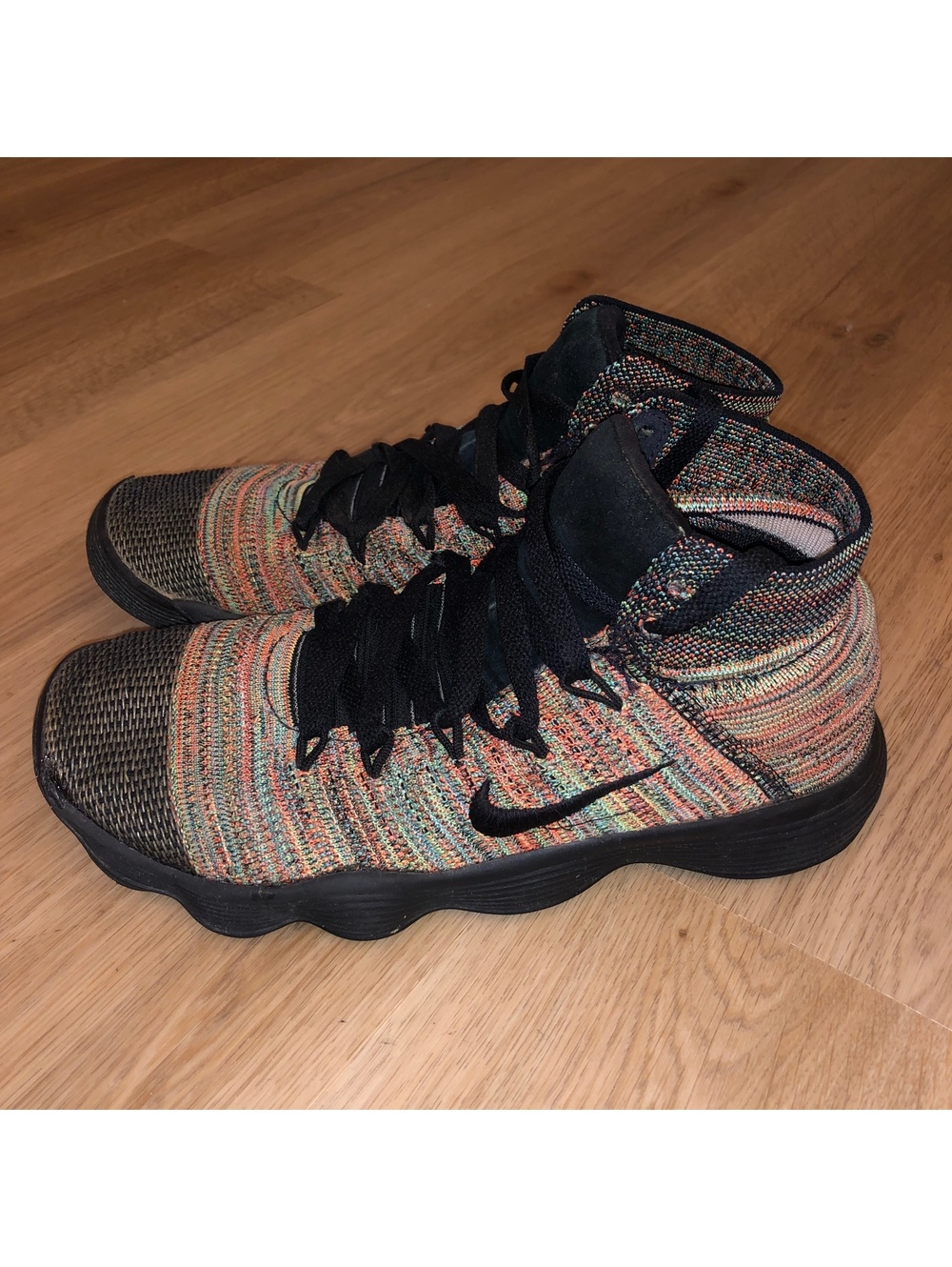 NIKE HYPERDUNK 2017 FLYKNIT REACT MULTICOLOR BLACK BASKETBALL SHOES MENS SIZE 8
